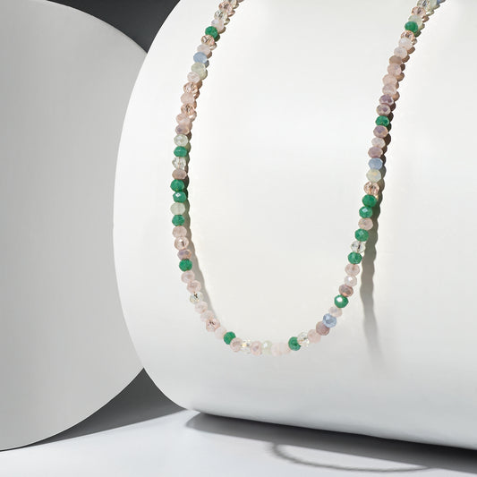 2mm Bright Green Multicolored Crystal Beaded Adjustable 15"-17"