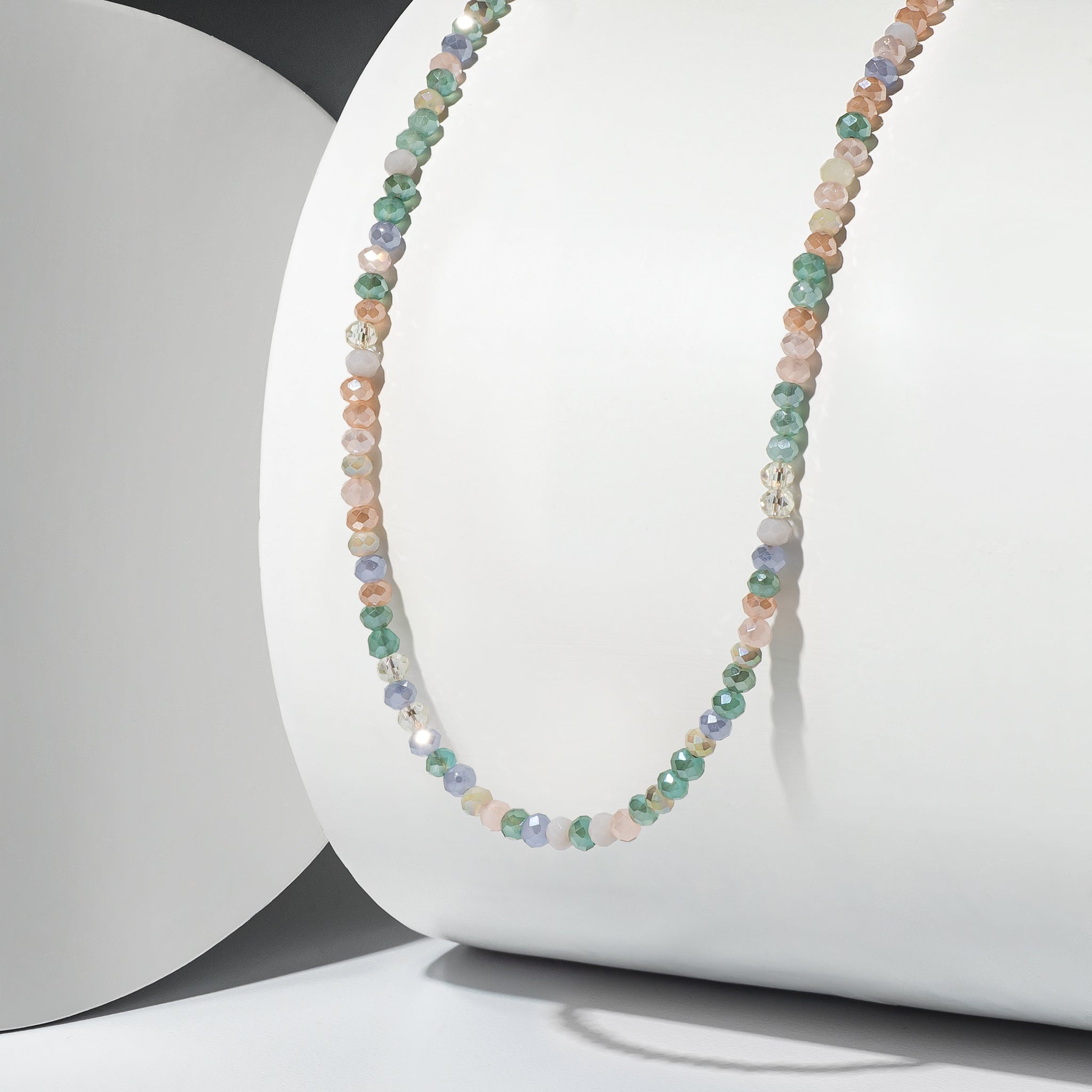 2mm Soft Green Multicolored Crystal Beaded Adjustable 15"-17"
