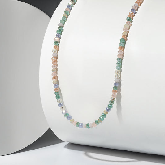 2mm Soft Green Multicolored Crystal Beaded Adjustable 15"-17"