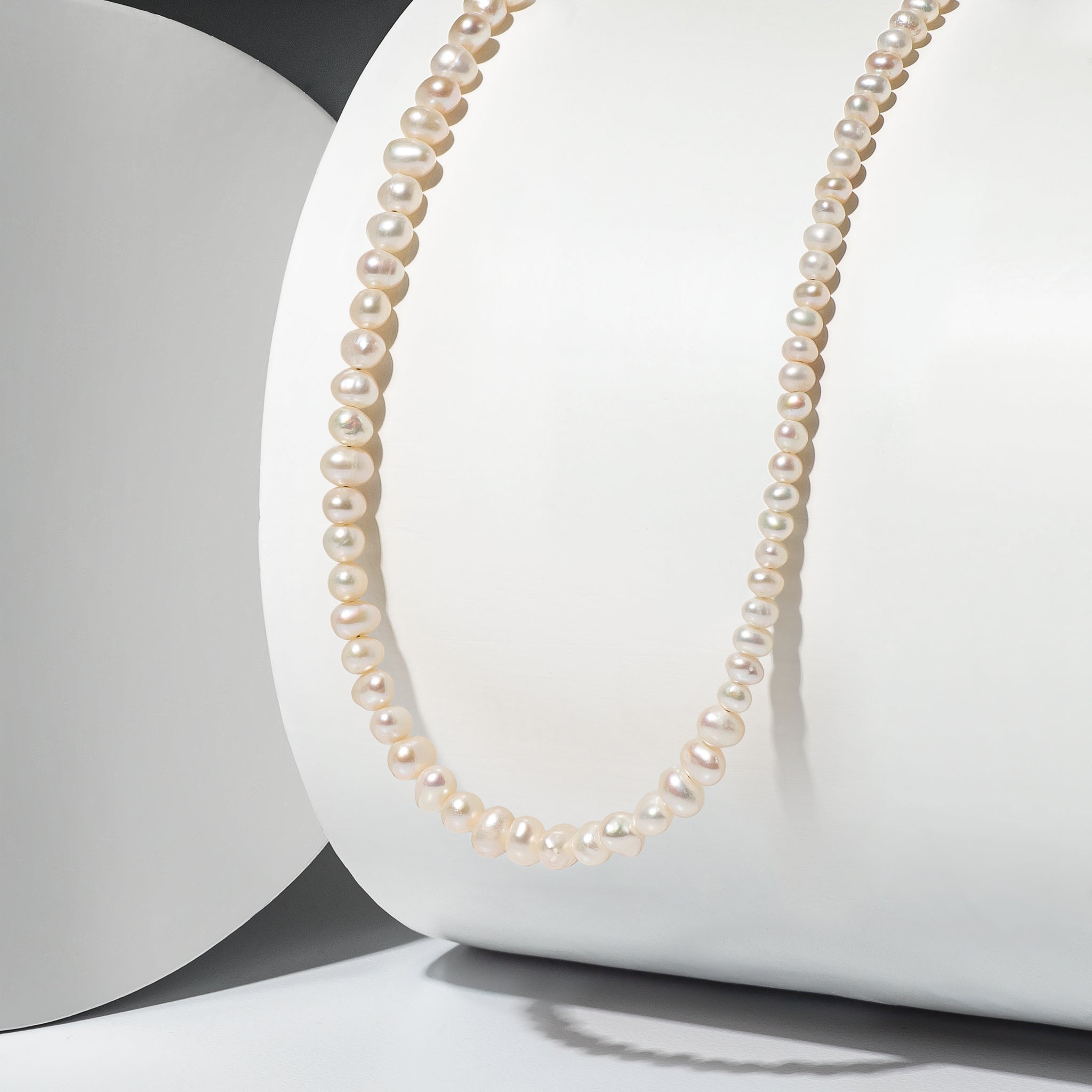 Mixed Size Freshwater Pearl Adjustable Beaded Necklace 15"-17"