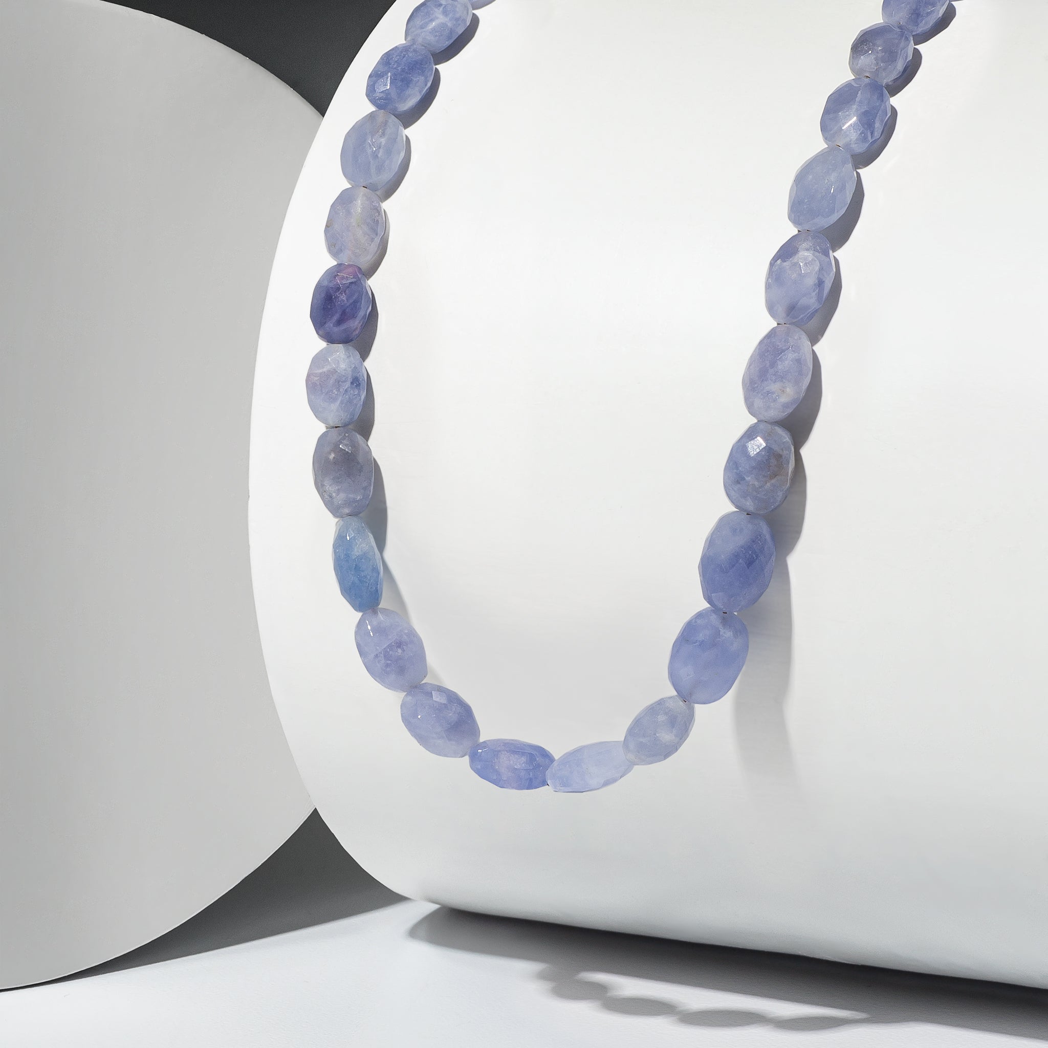 Hackmanite Oval Adjustable Beaded Necklace 15"-17"