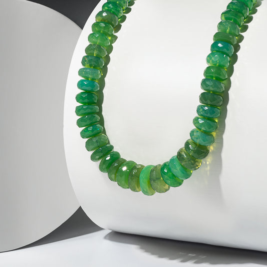 Enhanced Green Opal Adjustable Beaded Necklace