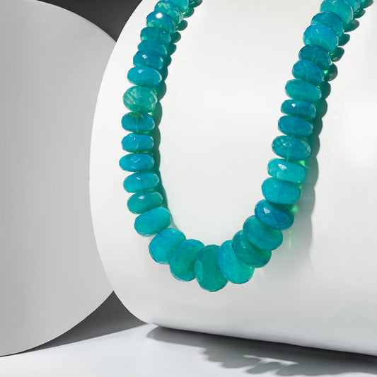 Enhanced Blue Opal Adjustable Beaded Necklace