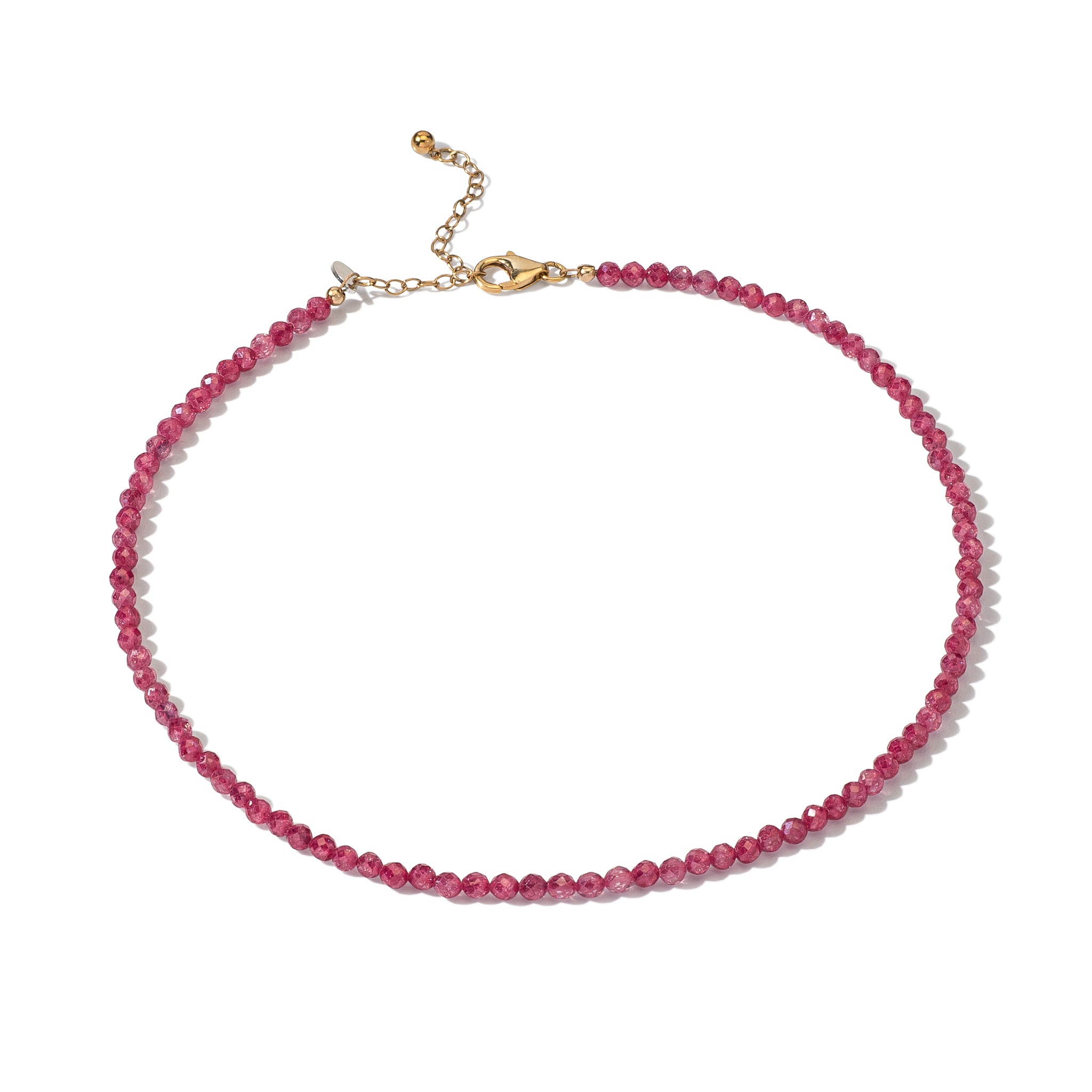 4mm Pink Cubic Zirconia Beaded Adjustable 15"-17"