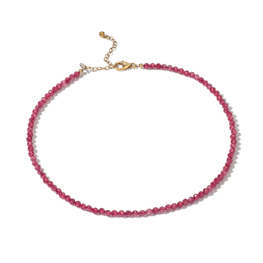 4mm Pink Cubic Zirconia Beaded Adjustable 15"-17"