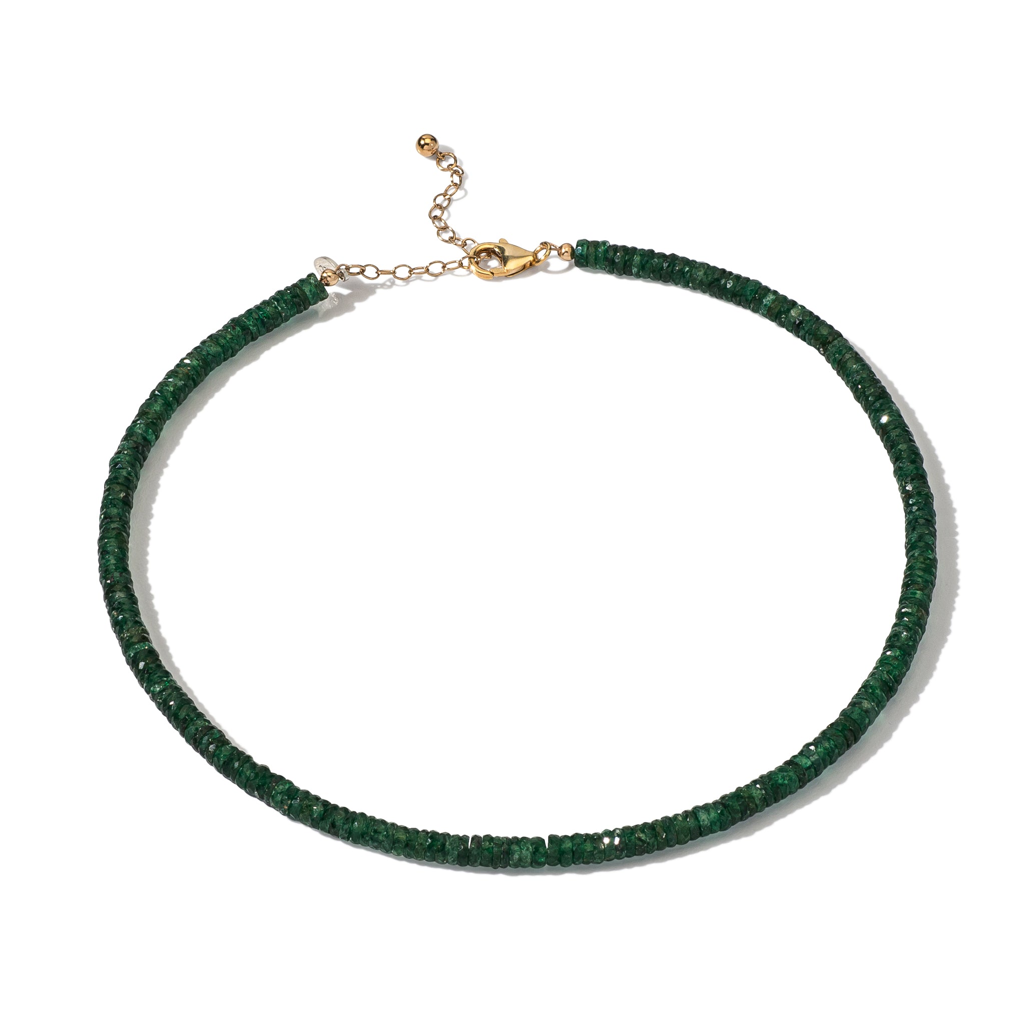 Green Aventurine Adjustable Beaded Necklace 15"-17"