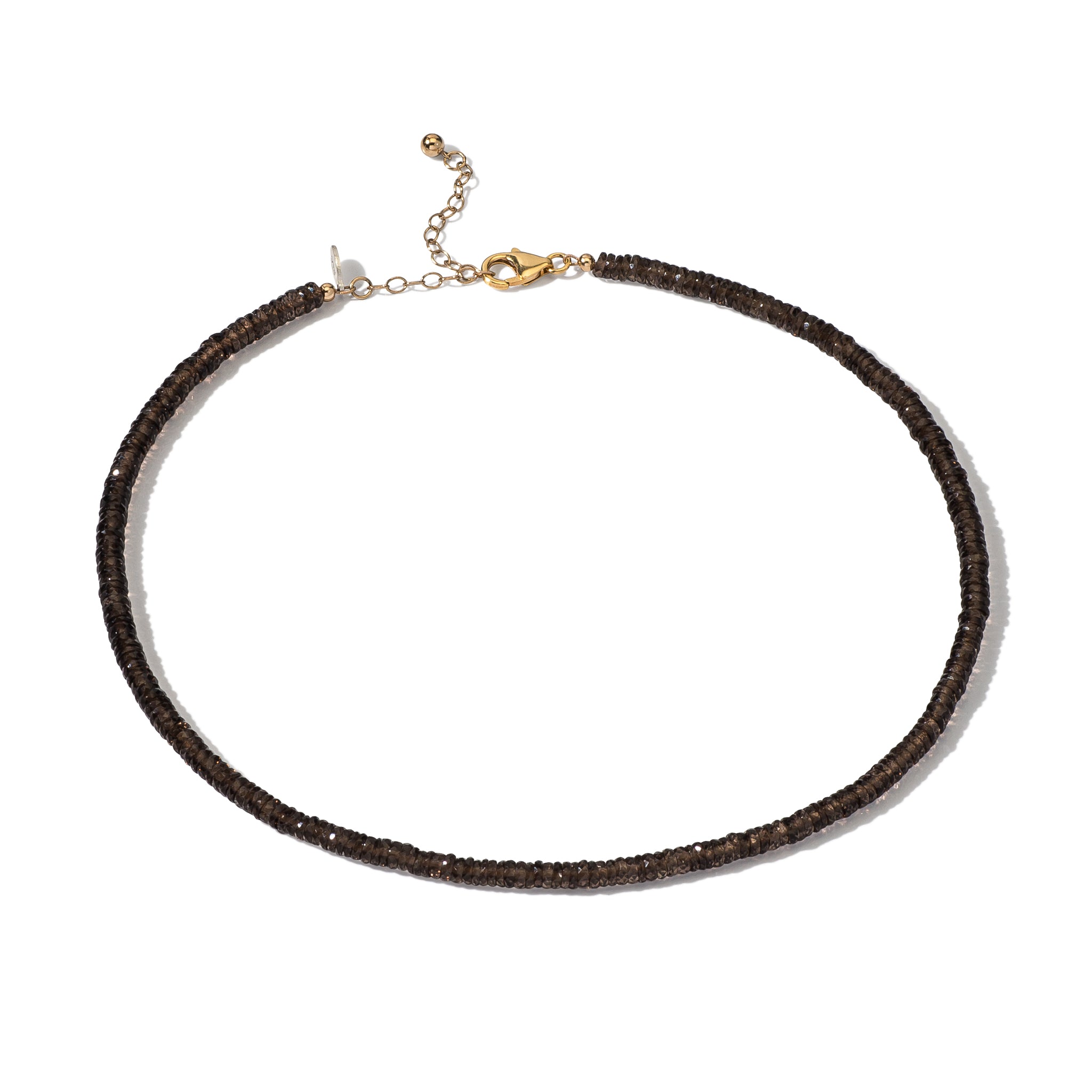 Smokey Quartz Adjustable Beaded Necklace 15"-17"