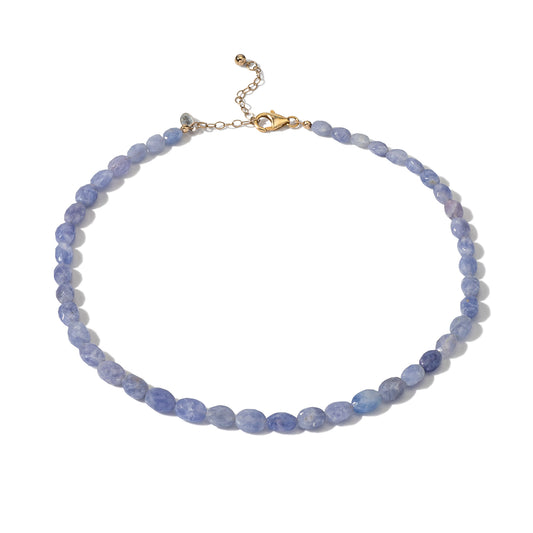 Hackmanite Oval Adjustable Beaded Necklace 15"-17"
