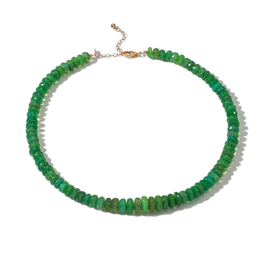 Enhanced Green Opal Adjustable Beaded Necklace
