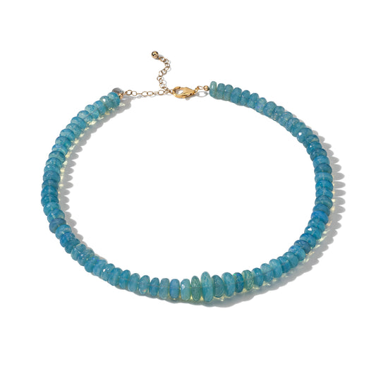 Enhanced Light Blue Opal Adjustable Beaded Necklace
