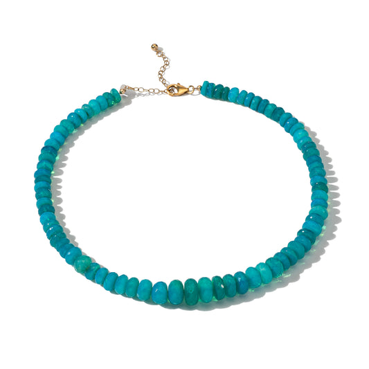Enhanced Blue Opal Adjustable Beaded Necklace