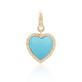 Load image into Gallery viewer, 14 Karat Yellow Gold and Diamond Turquoise Heart Clip Charm
