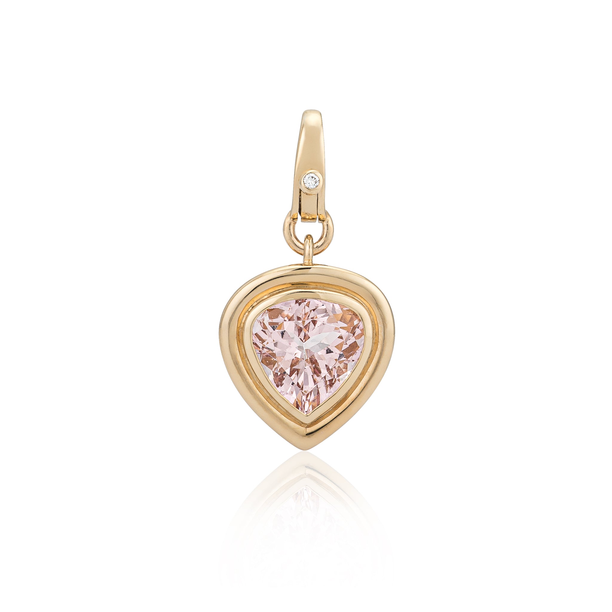14 Karat Yellow Gold and Morganite Pear Charm