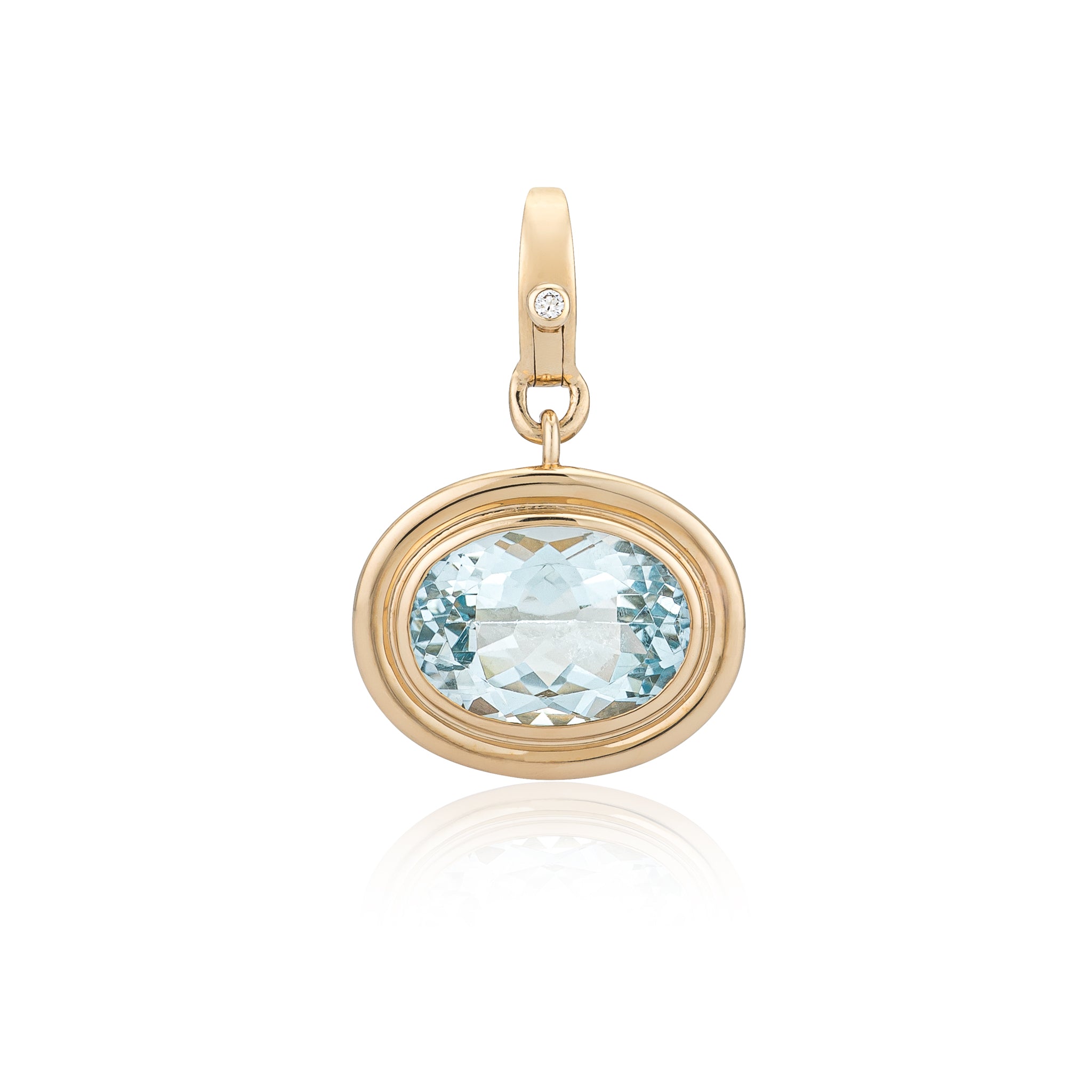 14 Karat Yellow Gold and Blue Topaz Oval Clip Charm