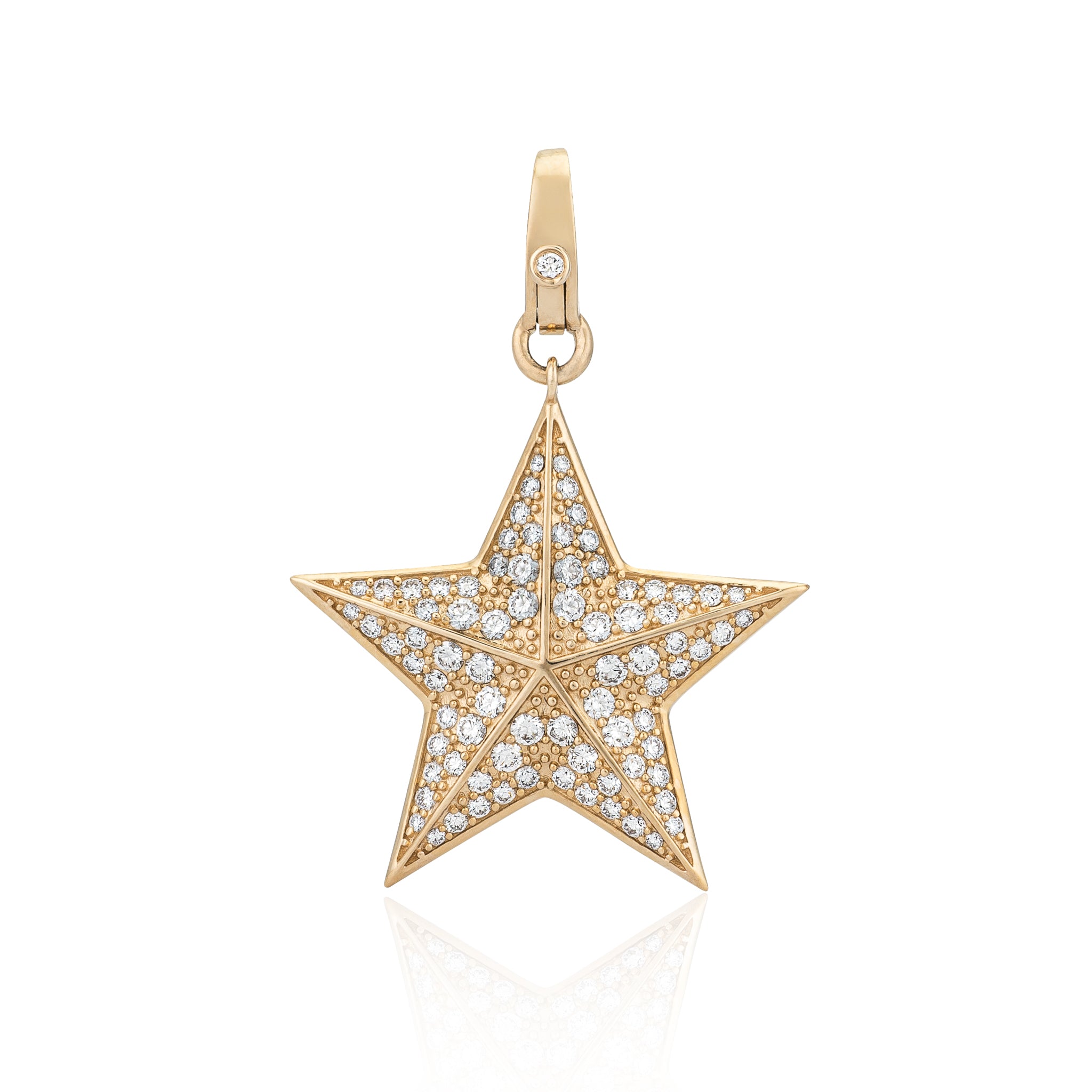 14 Karat Yellow Gold and Diamond Jumbo Star Clip Charm