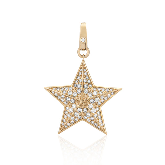 14 Karat Yellow Gold and Diamond Jumbo Star Clip Charm