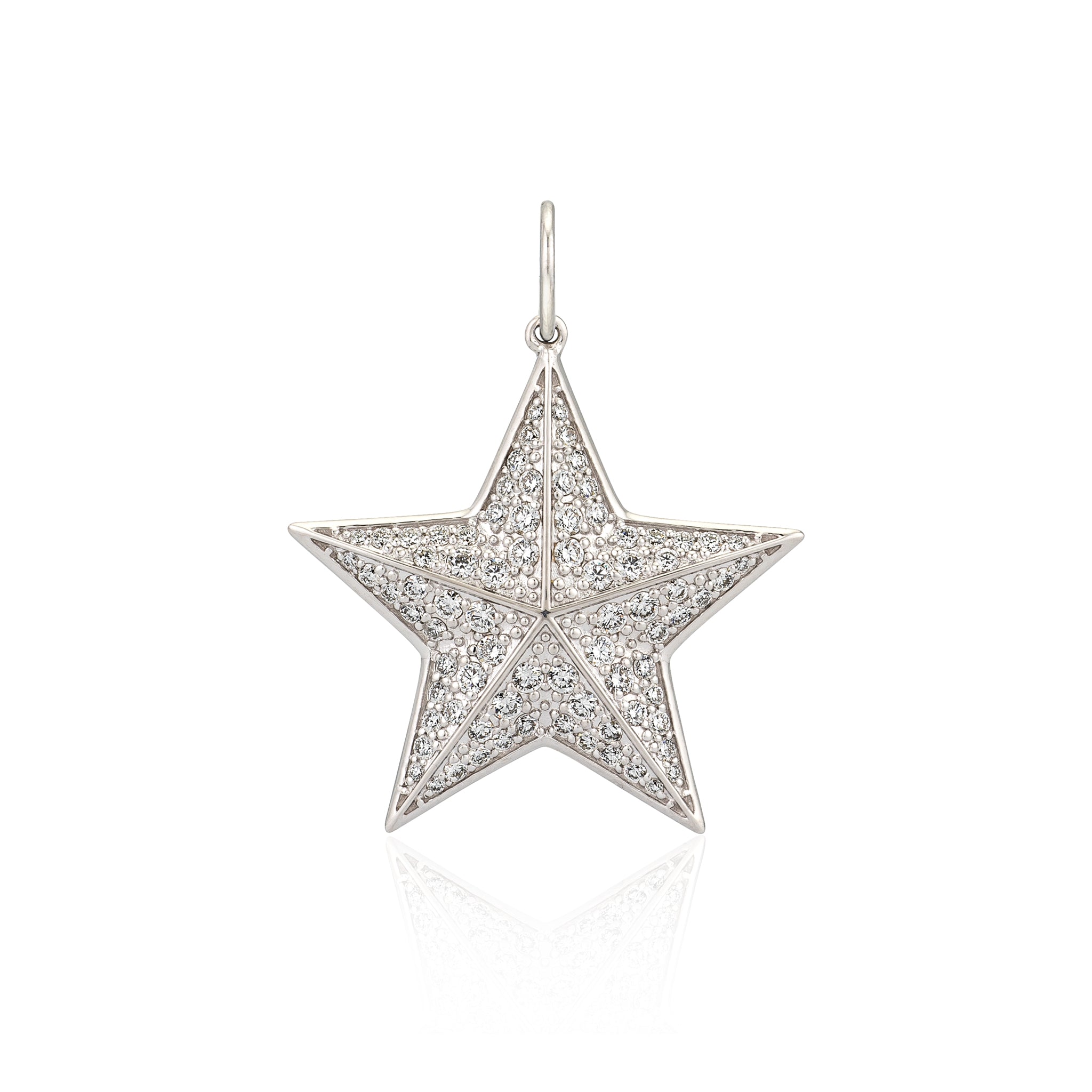 14 Karat White Gold and Diamond Jumbo Star Slide Charm