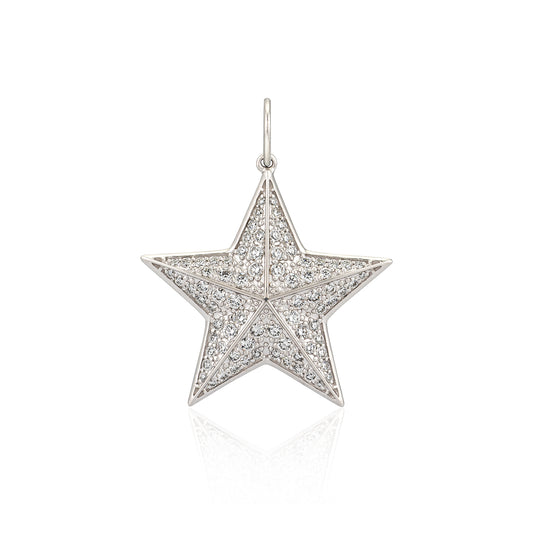14 Karat White Gold and Diamond Jumbo Star Slide Charm