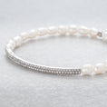 Load image into Gallery viewer, 4mm Freshwater Pearl and 14 Karat White Gold Diamond Bar Beaded Bracelet
