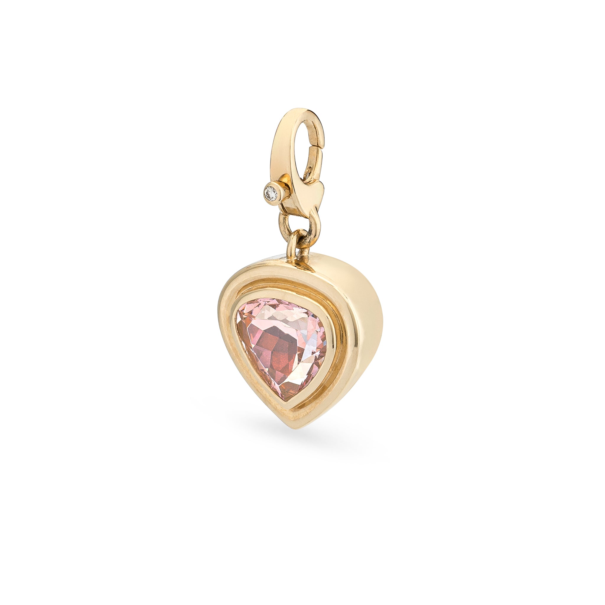 14 Karat Yellow Gold and Morganite Pear Charm