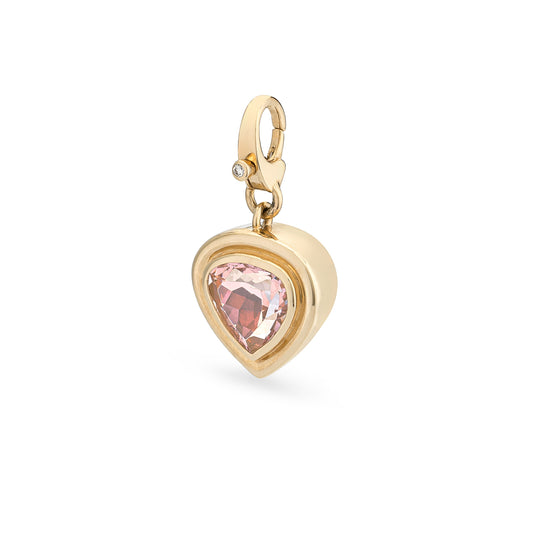 14 Karat Yellow Gold and Morganite Pear Charm