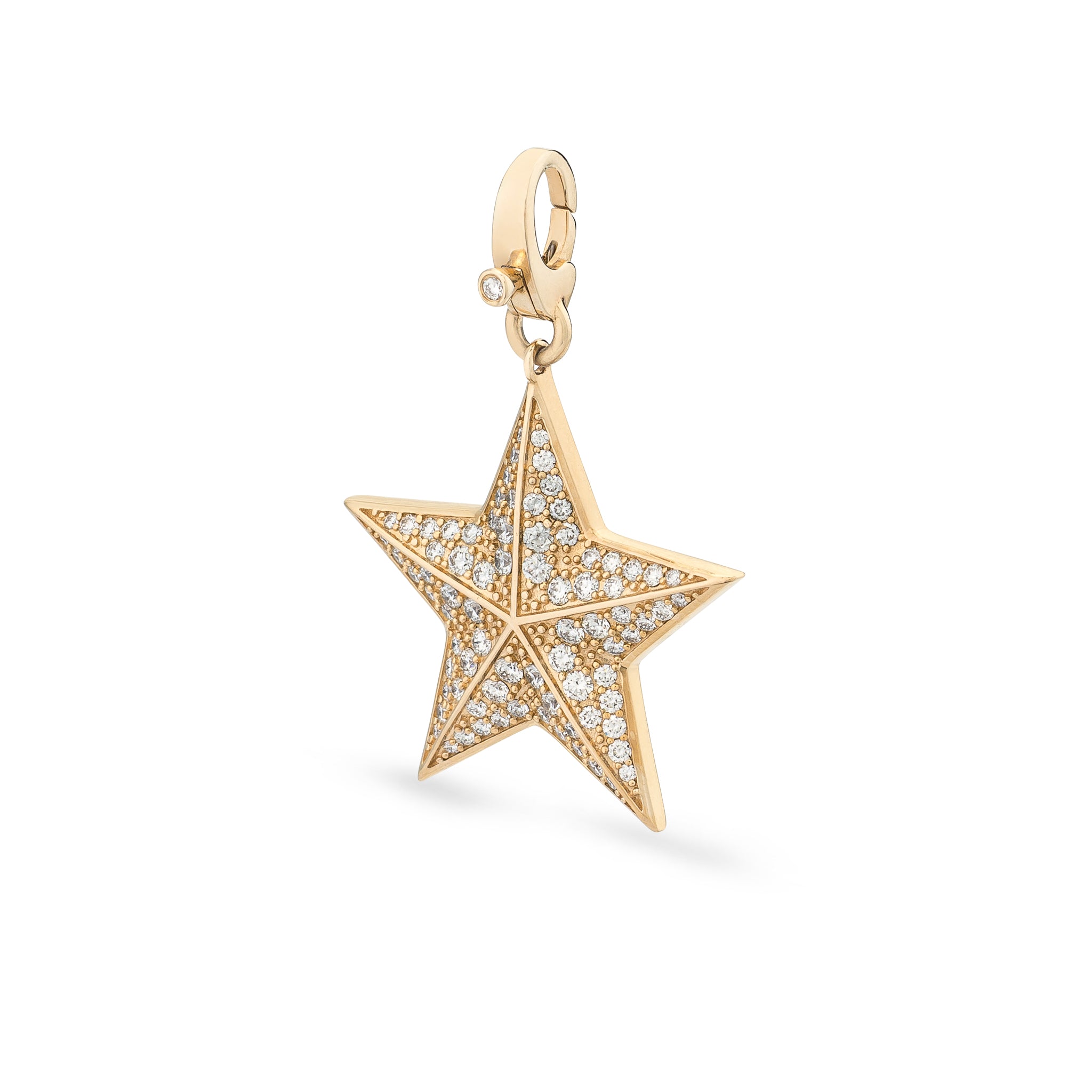 14 Karat Yellow Gold and Diamond Jumbo Star Clip Charm