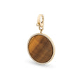 Load image into Gallery viewer, 14 Karat Yellow Gold and Diamond Trimmed Tigers Eye Disk Clip Charm
