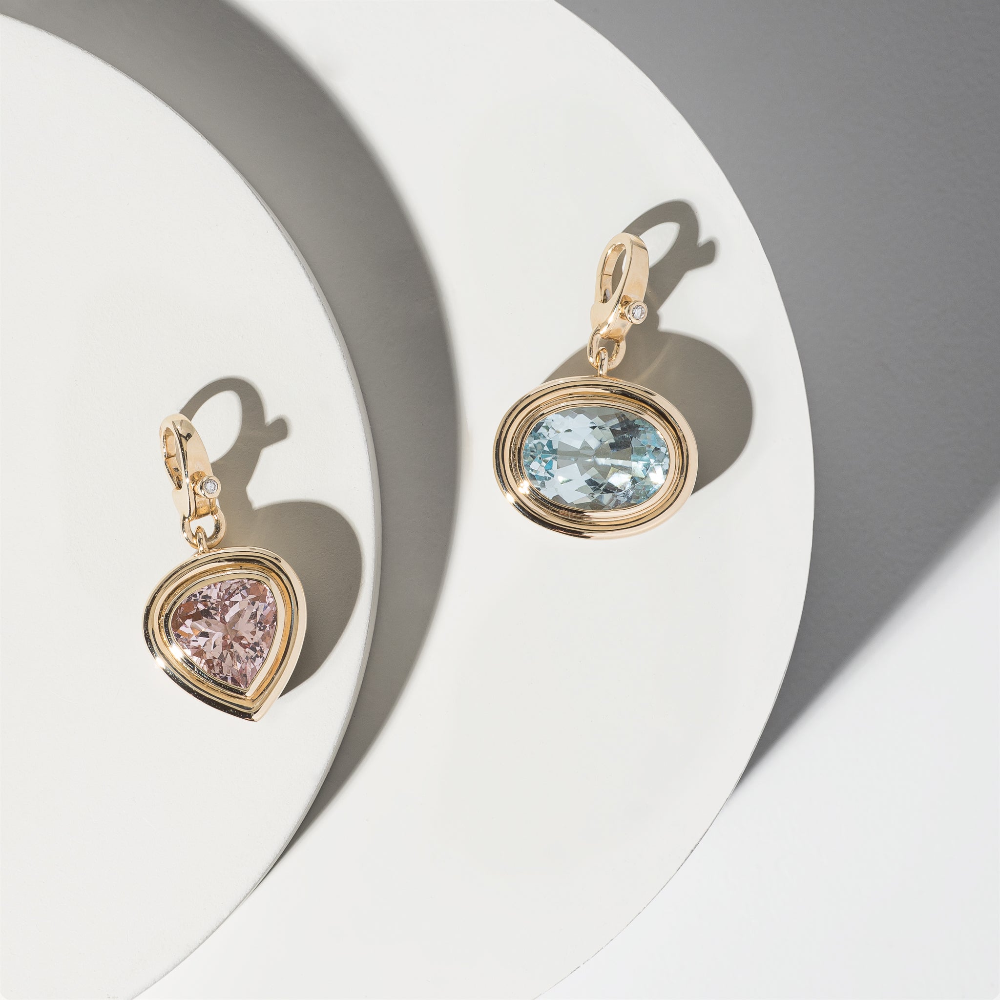 14 Karat Yellow Gold and Morganite Pear Charm
