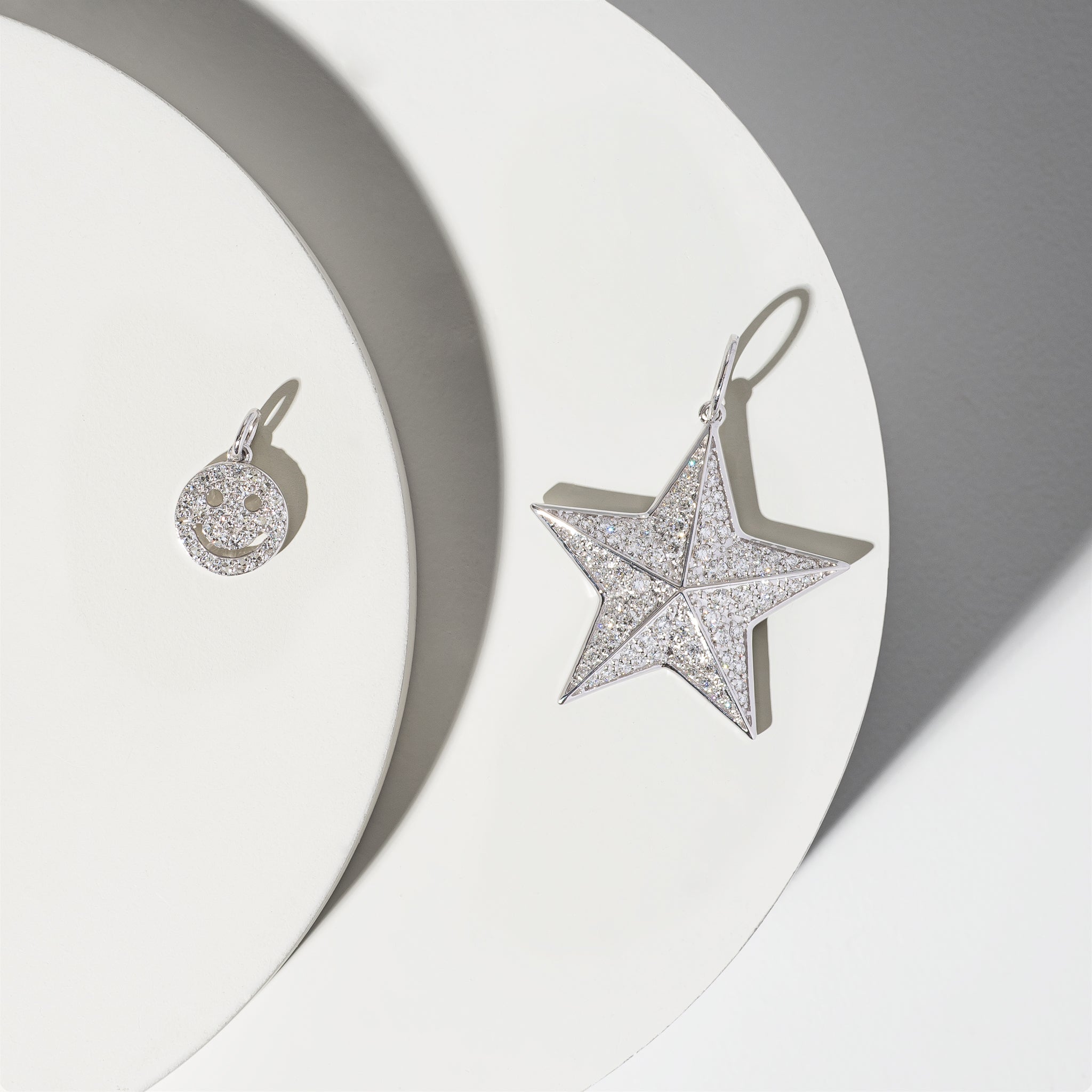 14 Karat White Gold and Diamond Jumbo Star Slide Charm