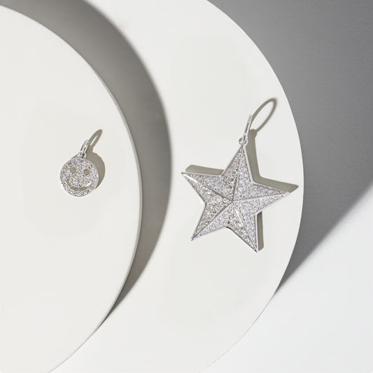 14 Karat White Gold and Diamond Jumbo Star Slide Charm