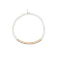 Load image into Gallery viewer, 3mm Freshwater Pearl and 14 Karat Yellow Gold Diamond Bar Beaded Bracelet
