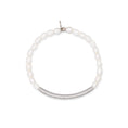 Load image into Gallery viewer, 4mm Freshwater Pearl and 14 Karat White Gold Diamond Bar Beaded Bracelet
