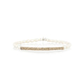 Load image into Gallery viewer, 3mm Freshwater Pearl and 14 Karat Yellow Gold Diamond Bar Beaded Bracelet
