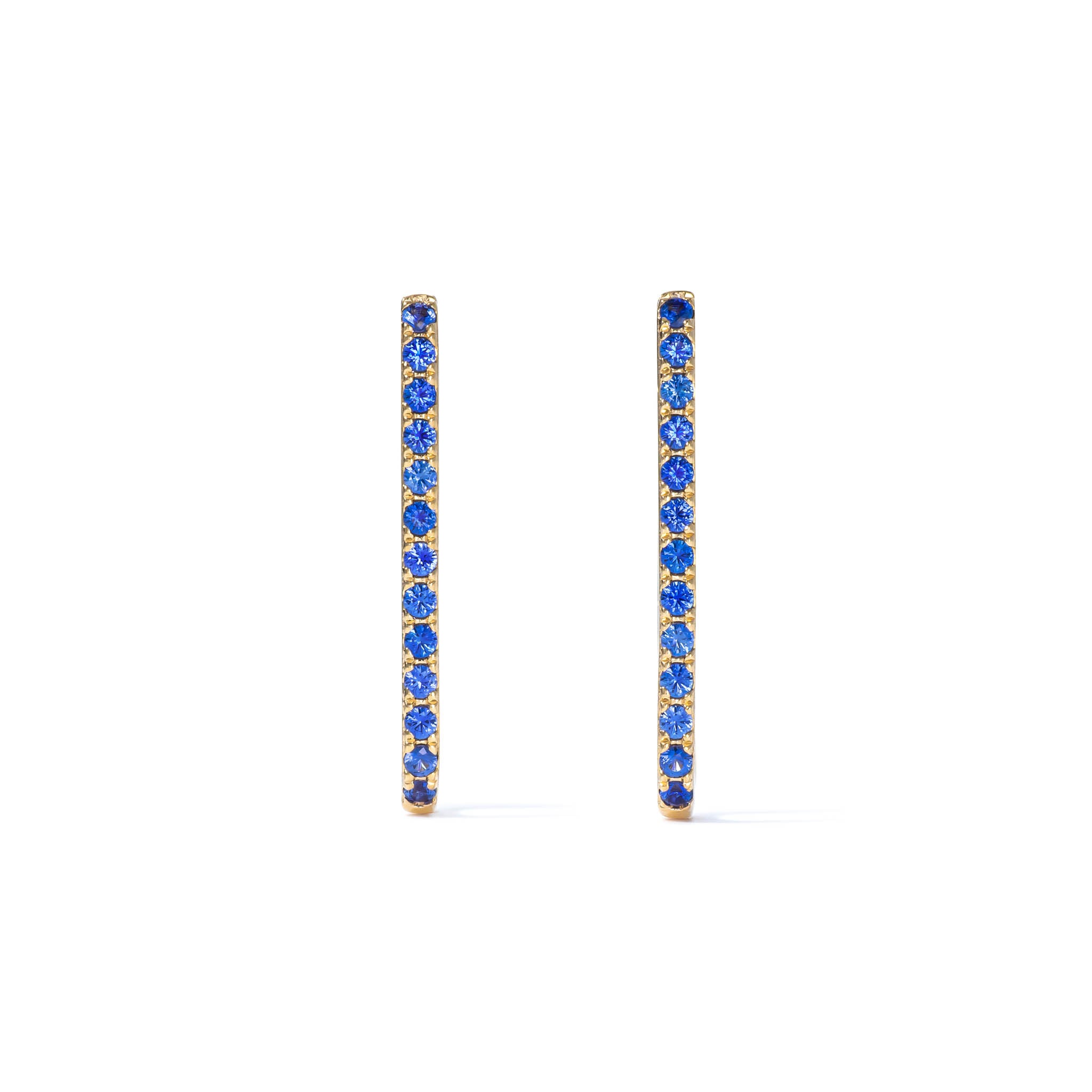 Paperclip Timeless Yellow Gold Blue Beryl Gemstone Hoops