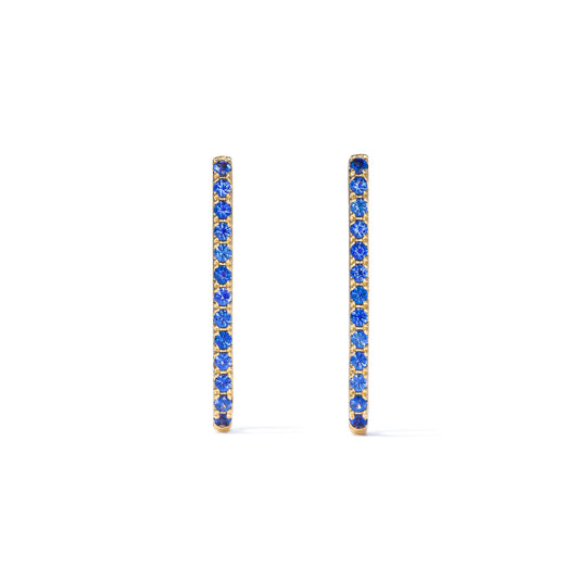 Paperclip Timeless Yellow Gold Blue Beryl Gemstone Hoops