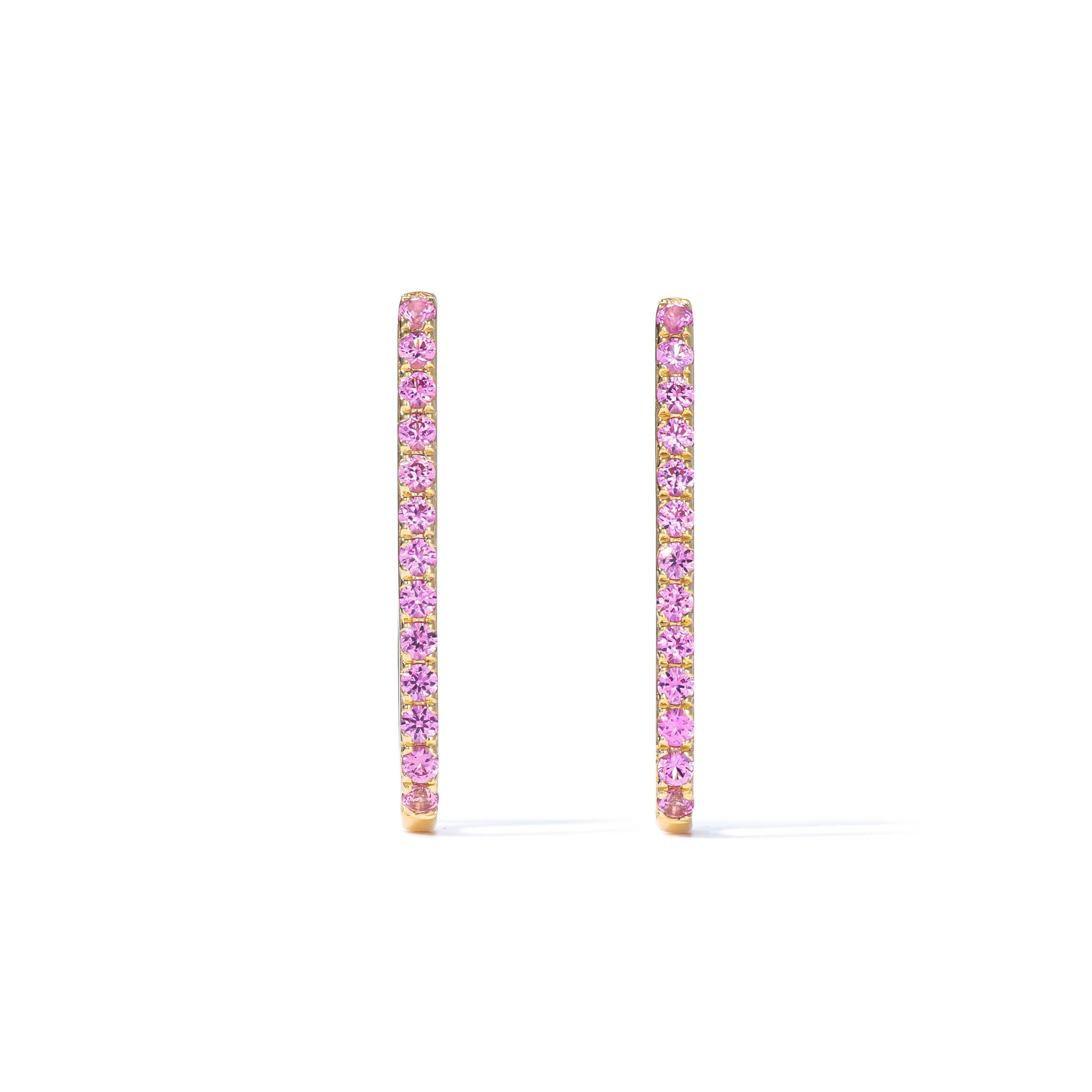 Paperclip Timeless Yellow Gold Pink Beryl Gemstone Hoops