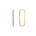 Load image into Gallery viewer, Paperclip Timeless Yellow Gold Pink Beryl Gemstone Hoops
