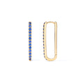 Load image into Gallery viewer, Paperclip Timeless Yellow Gold Blue Beryl Gemstone Hoops
