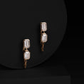 Load image into Gallery viewer, Yellow Gold Moissanite Double Emerald Chain Earrings
