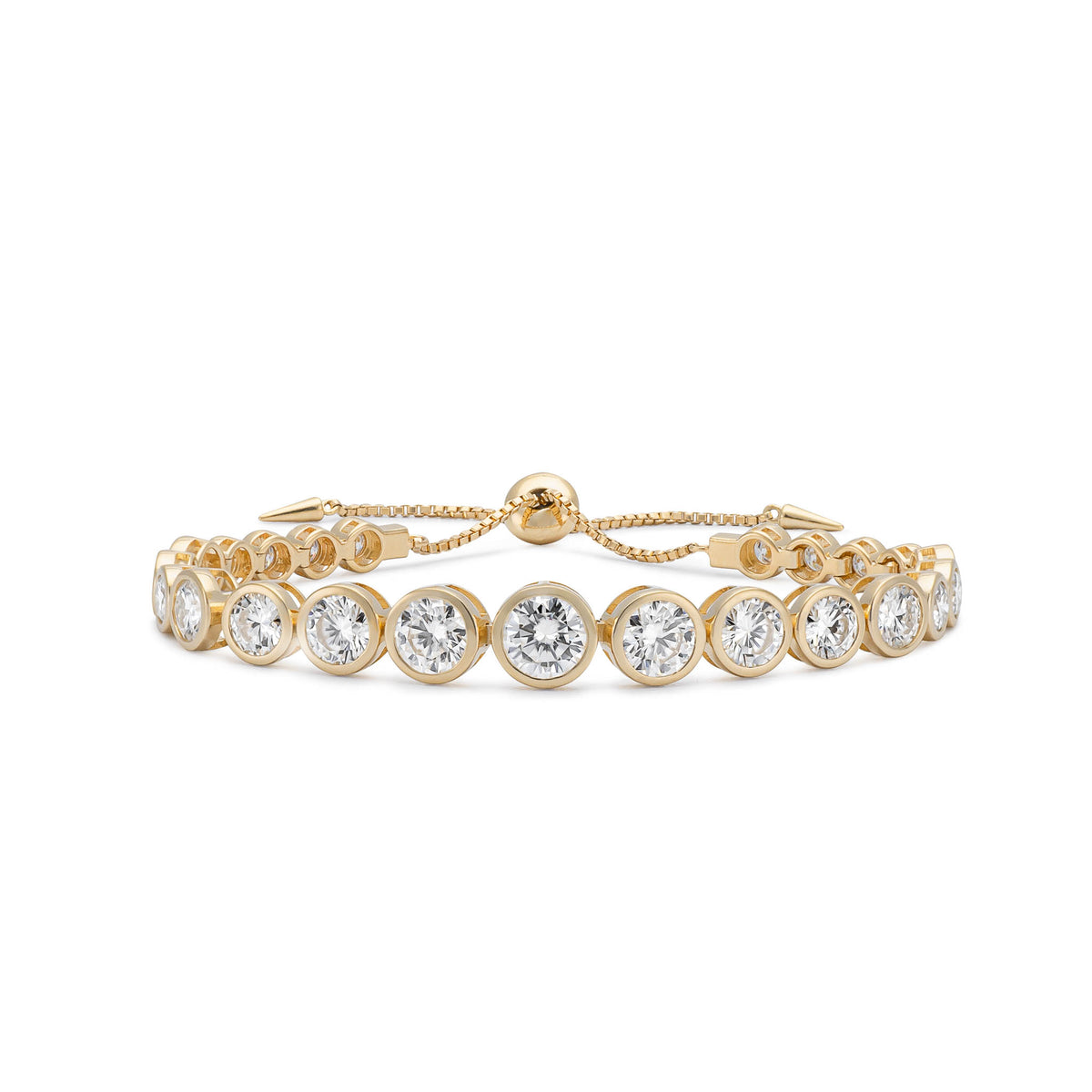 14K Moissanite Round Brilliant Adjustable Pull Tennis Bracelet