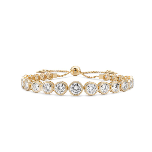14K Moissanite Round Brilliant Adjustable Pull Tennis Bracelet