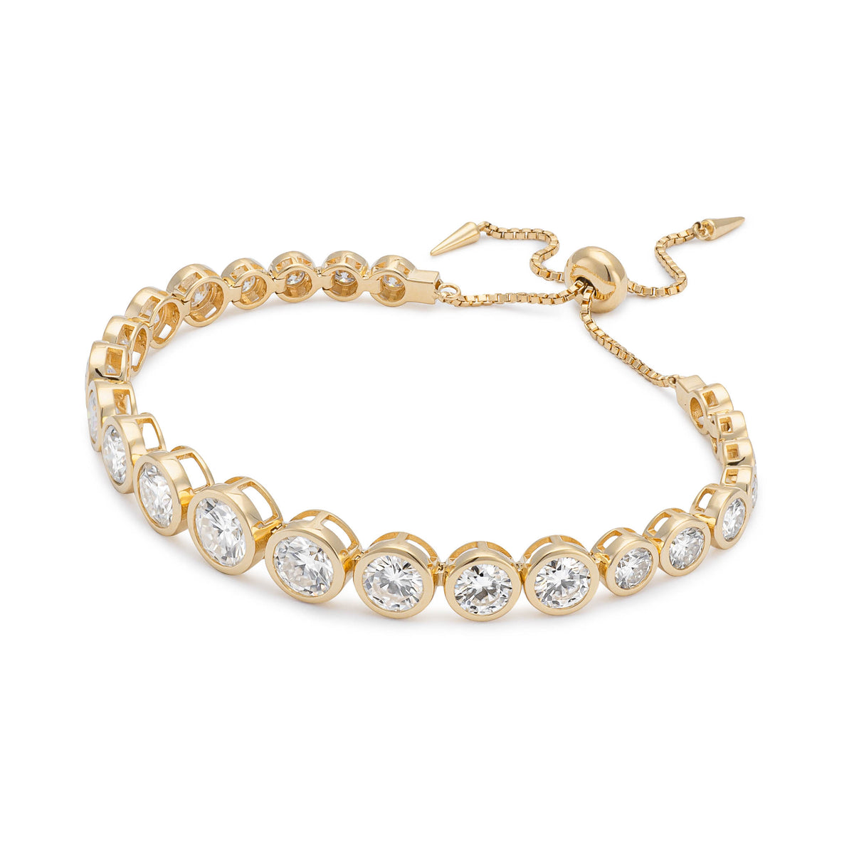 14K Moissanite Round Brilliant Adjustable Pull Tennis Bracelet