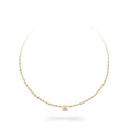 Load image into Gallery viewer, Yellow Gold Moissanite Emerald Cut Pendant with Bezel Chain
