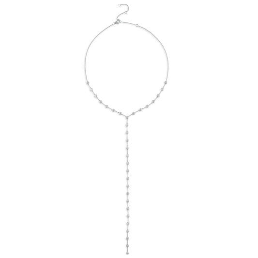 White Gold Moissanite Round Brilliant Lariat Necklace