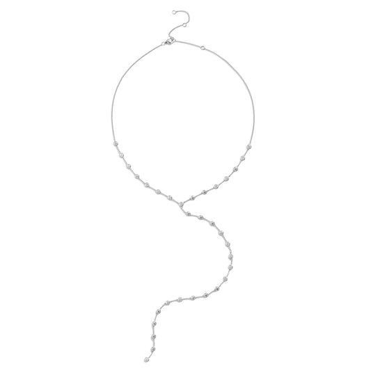 White Gold Moissanite Round Brilliant Lariat Necklace