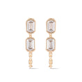 Load image into Gallery viewer, Yellow Gold Moissanite Double Emerald Chain Earrings
