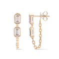 Load image into Gallery viewer, Yellow Gold Moissanite Double Emerald Chain Earrings
