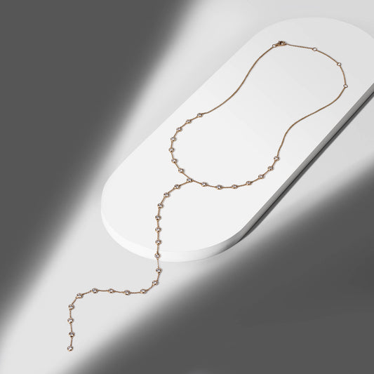Yellow Gold Moissanite Round Brilliant Lariat Necklace 3.50cts