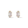 Load image into Gallery viewer, Yellow Gold Moissanite Emerald Cut Hoop Earrings 2cts
