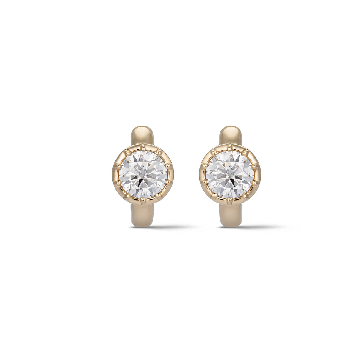 14 Karat Yellow Gold Moissanite Huggies